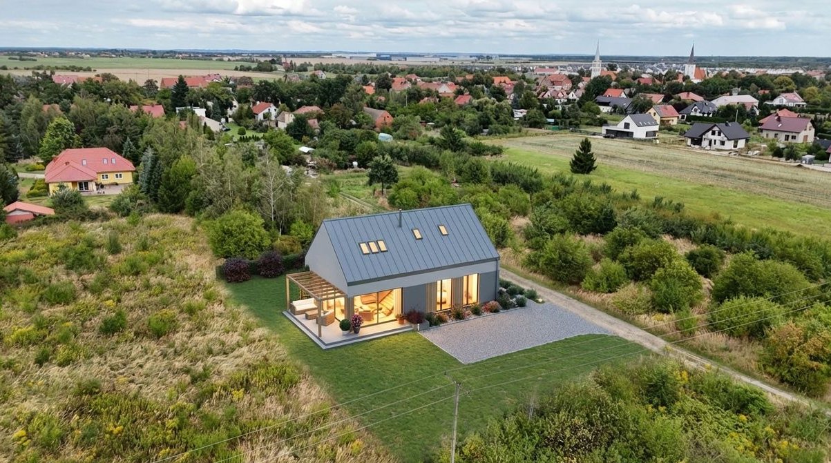 Nowoczesny dom w Lutyni – Widok na Ślężę! | 800m2 działki