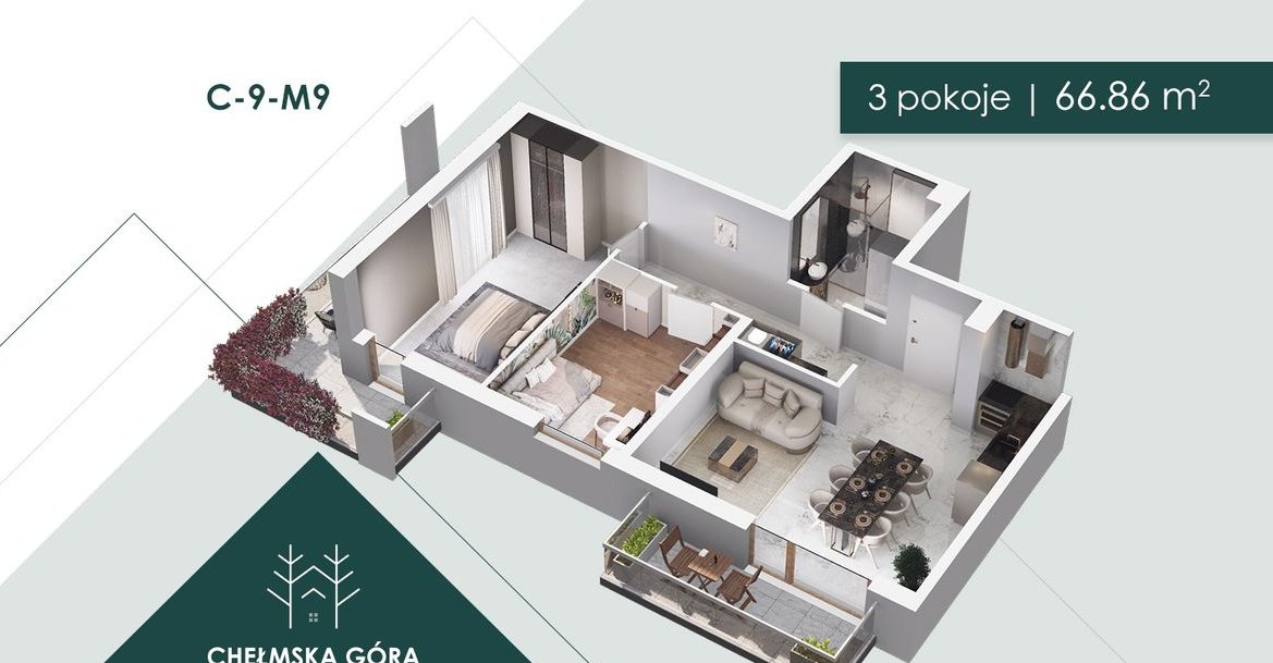 Chełmska Góra | C-9-M9| 3 pok. z DWOMA BALKONAMI