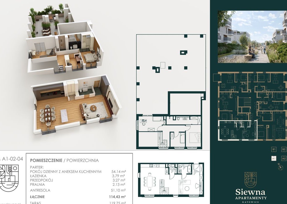 SIEWNA - DWUPOZIOMOWY APARTAMENT Z PRYWATNYM TARASEM NA DACHU