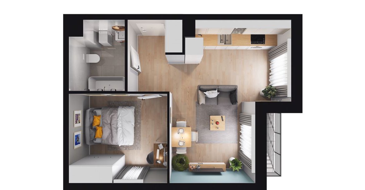 2-pokojowe mieszkanie 38m2 + balkon