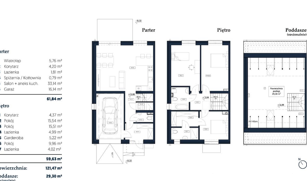 PREMIUM - 5 POKOI - Duży ogród- Pompa/Podłogowe - KLIMA - BRAK SKOSÓW
