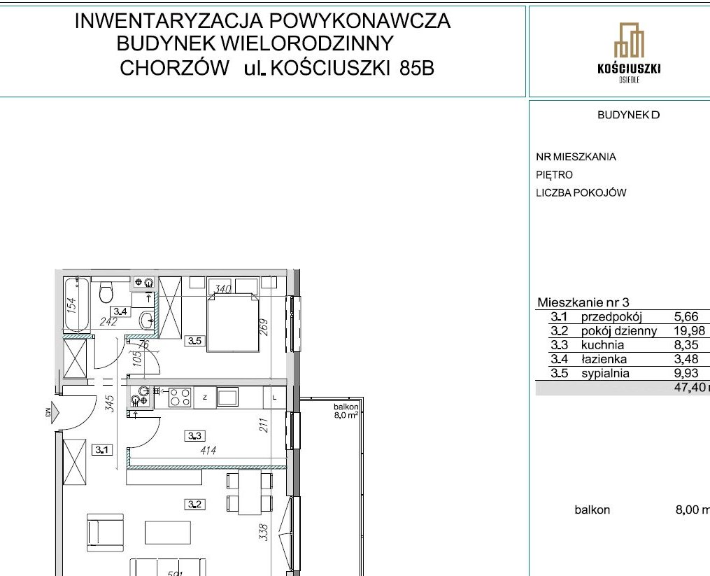 Nowoczesne 2-pokojowe mieszkanie z balkonem i garażem