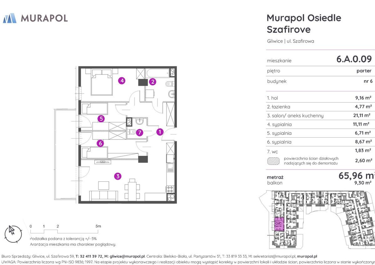 4-pokojowe mieszkanie 65m2 + balkon