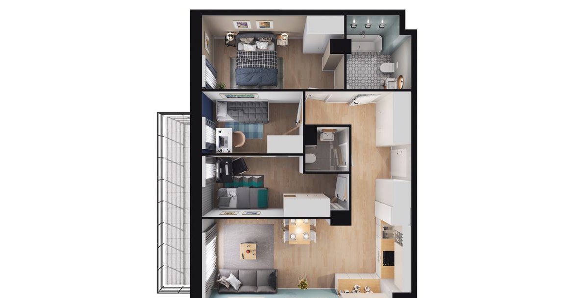 4-pokojowe mieszkanie 65m2 + balkon