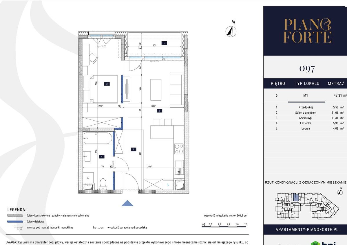 1-pokojowe mieszkanie 43m2 + loggia Bezpośrednio