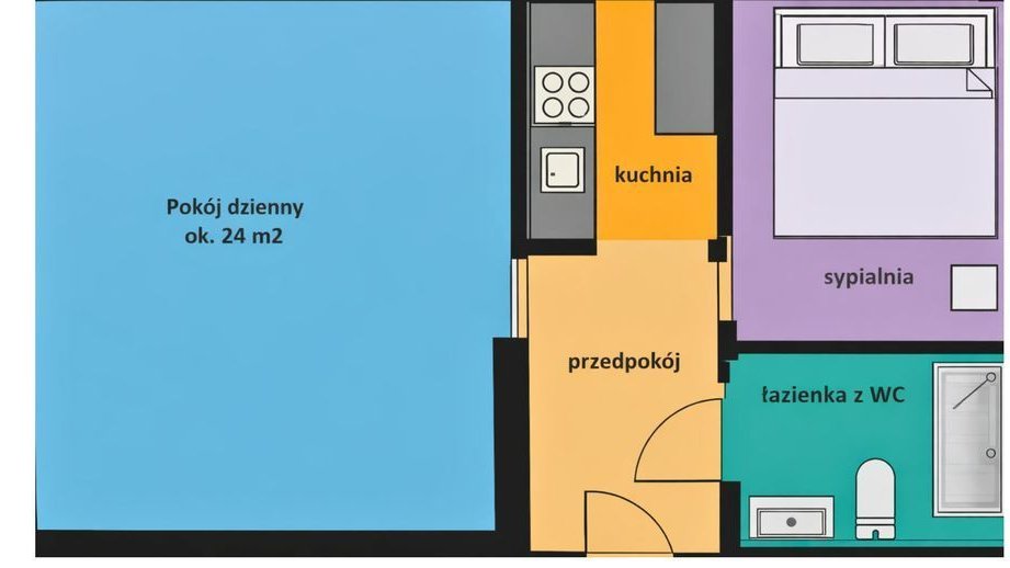 2-pokojowe+kuchnia, 47,45m