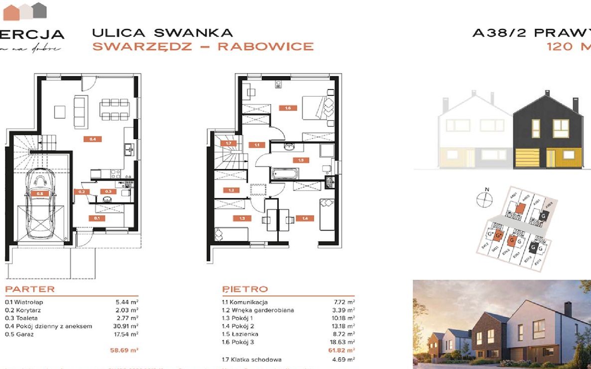 Swarzędz - Rabowice Nowy DOM z garażem 120m2. Działka 400m2