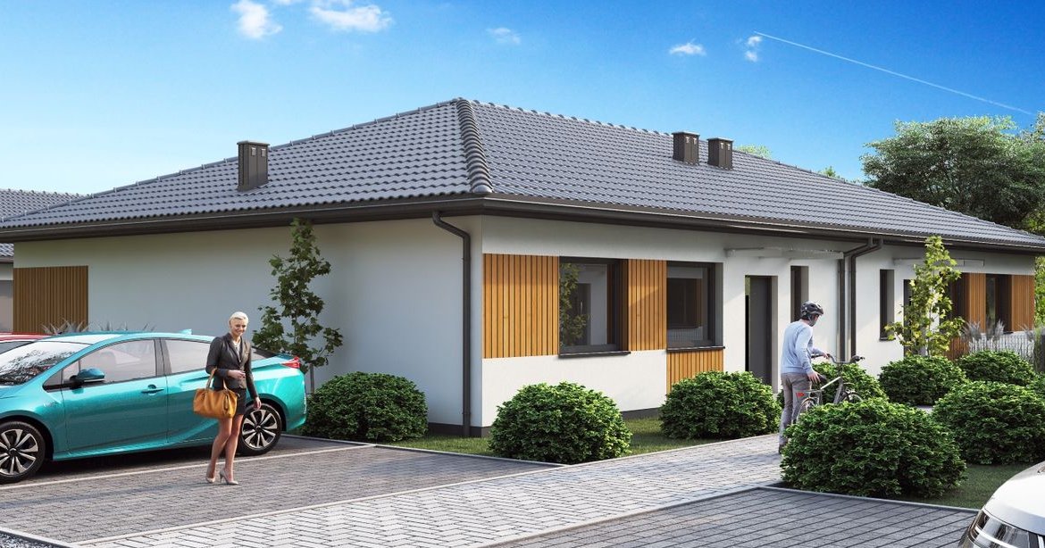 Parterowy dom w zabudowie bliźniaczej z ogrodem