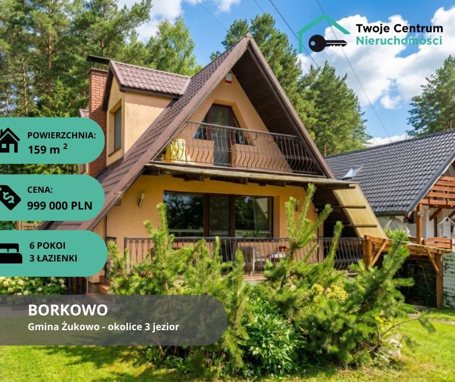 Dom 159m2 na sprzedaż Borkowo - Cisza, spokój, Las i Jeziora