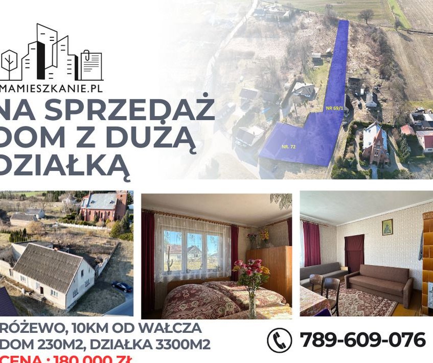 Na sprzedaż – dom + działka 3300 m² | Różewo