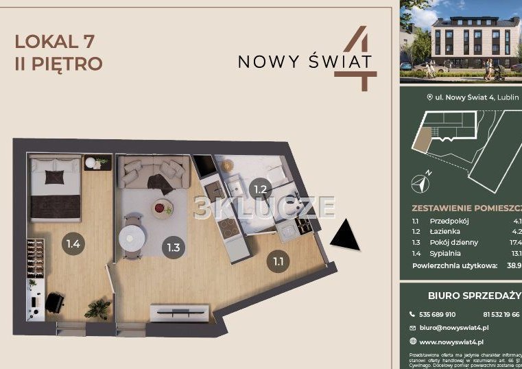Dwupokojowy apartament nr 7 – Nowy Świat 4