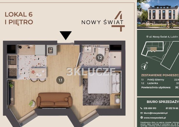 Jednopokojowy apartament nr 6 – Nowy Świat 4