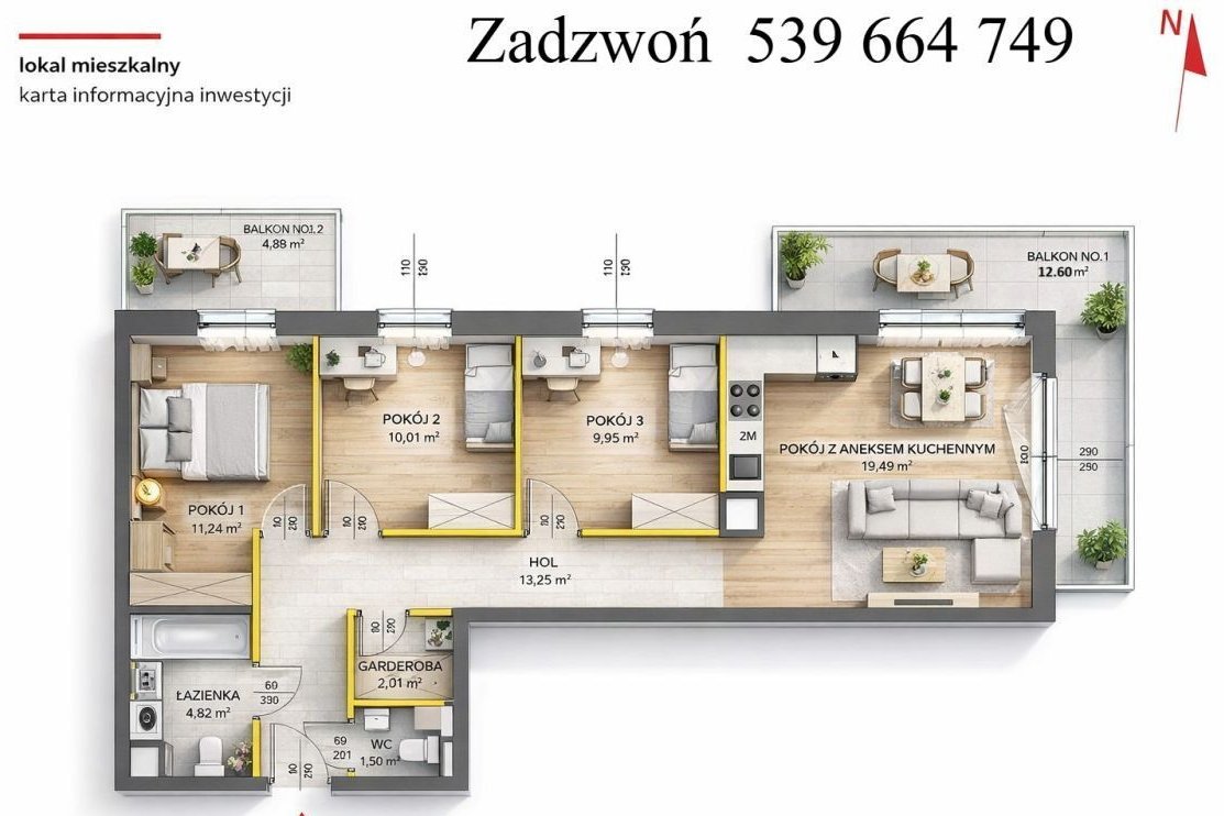 ✨️Luksusowy układ 4 pokoje | 2 balkony | Cisza