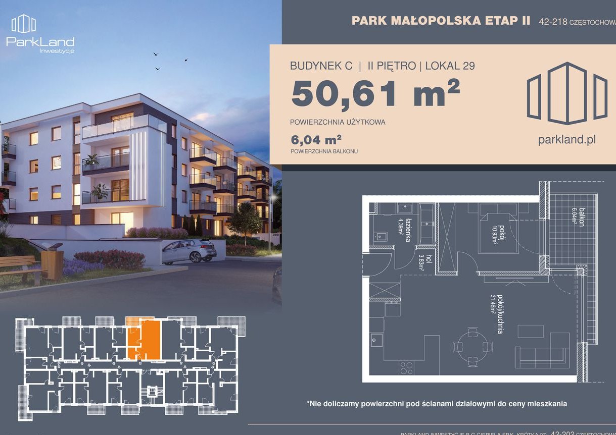 Park Małopolska Etap II - 50 m2 z komfortową strefą dzienną - płd-zach