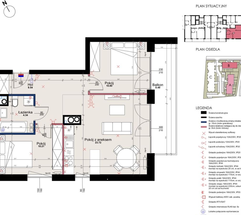 MOŻLIWE 4 Pokoje lub Osobna Kuchnia // 59m DUŻY BALKON // Dwustronne
