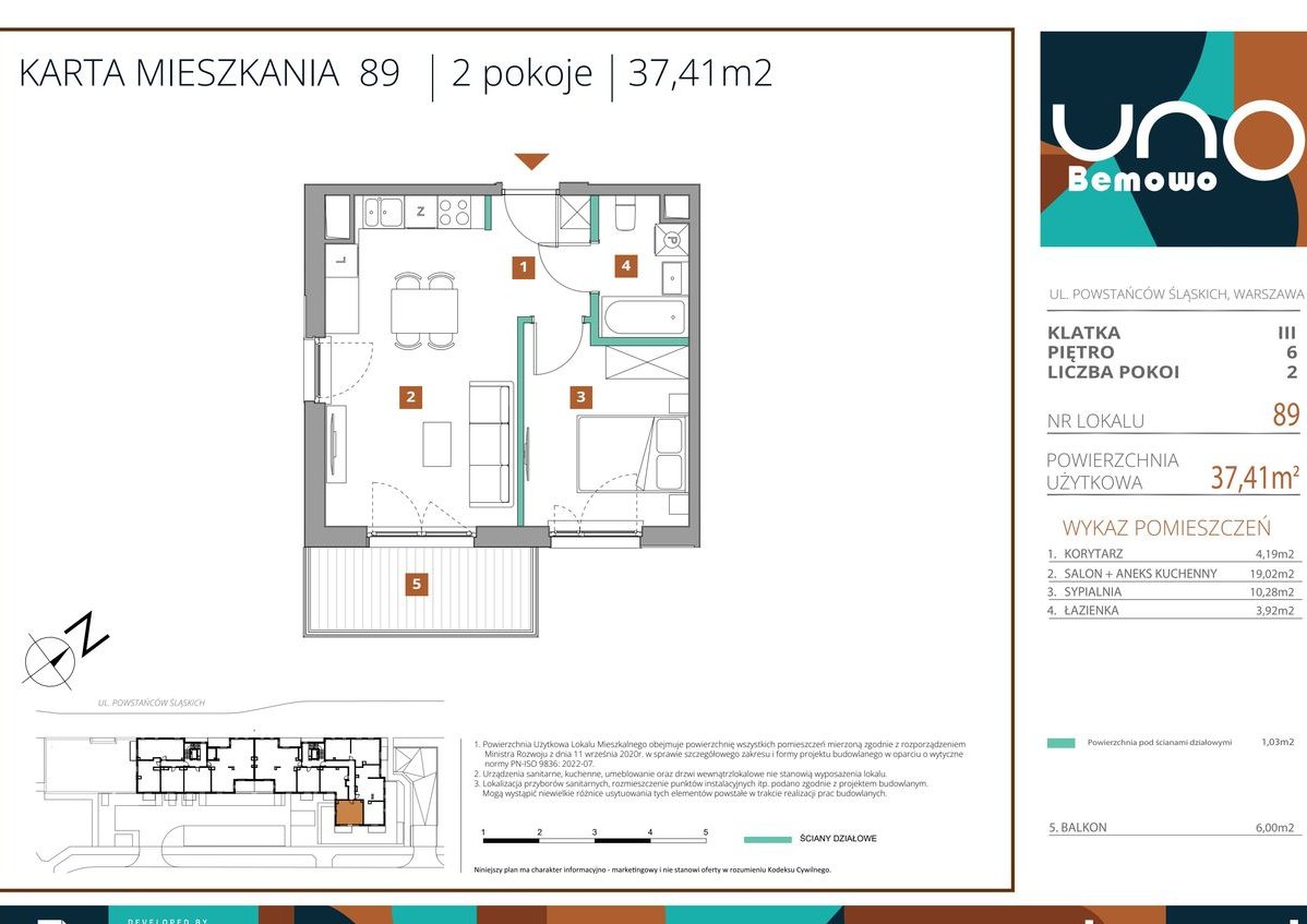 2-pokojowe mieszkanie 37m2 + balkon Bez Prowizji