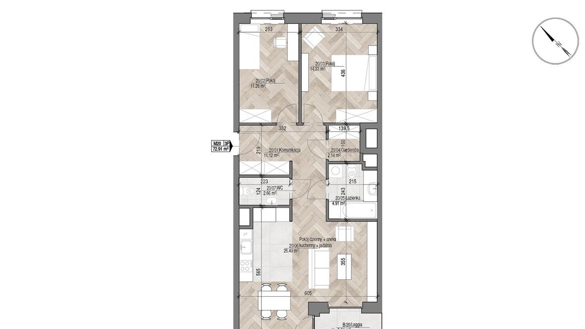 Przestronne 3 pokoje w centrum, obustronne bez PCC (20)