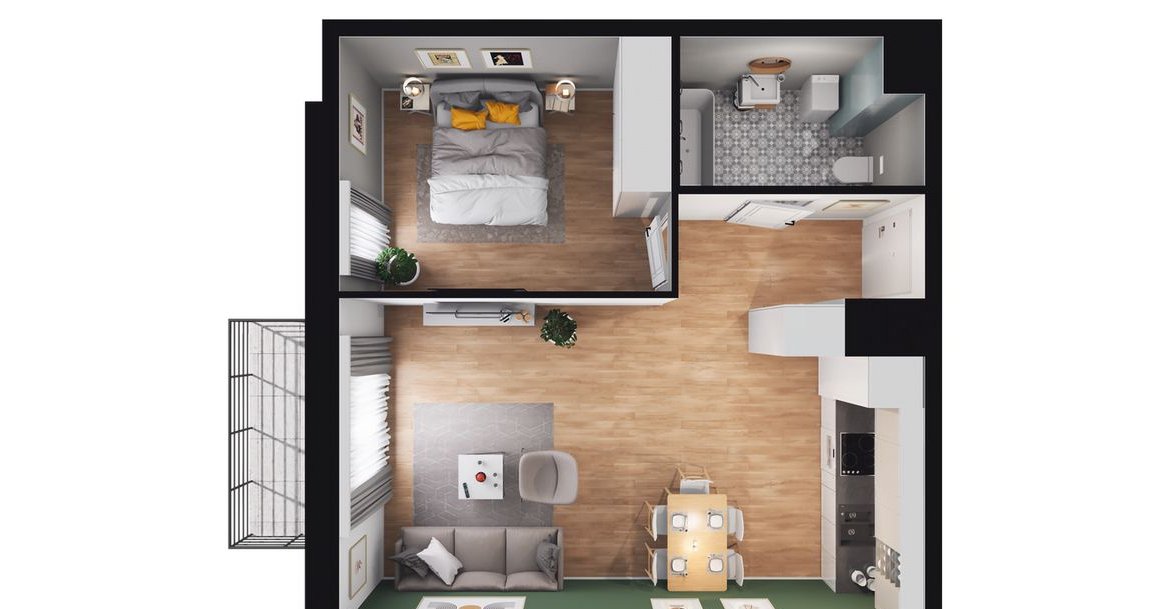 2-pokojowe mieszkanie 44m2 + balkon Bez Prowizji