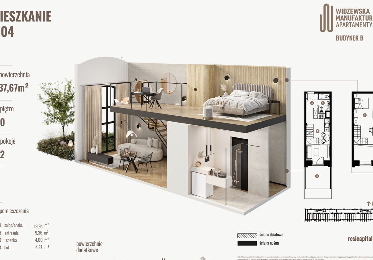 Loft z Ogródkiem + Antresola | WIMA Apartments | Hala Garażowa GRATIS!